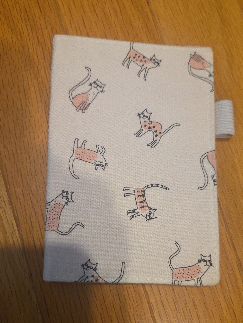 Bliss Pink and White Handmade Cat Canvas Notebook Cover Or Wallet